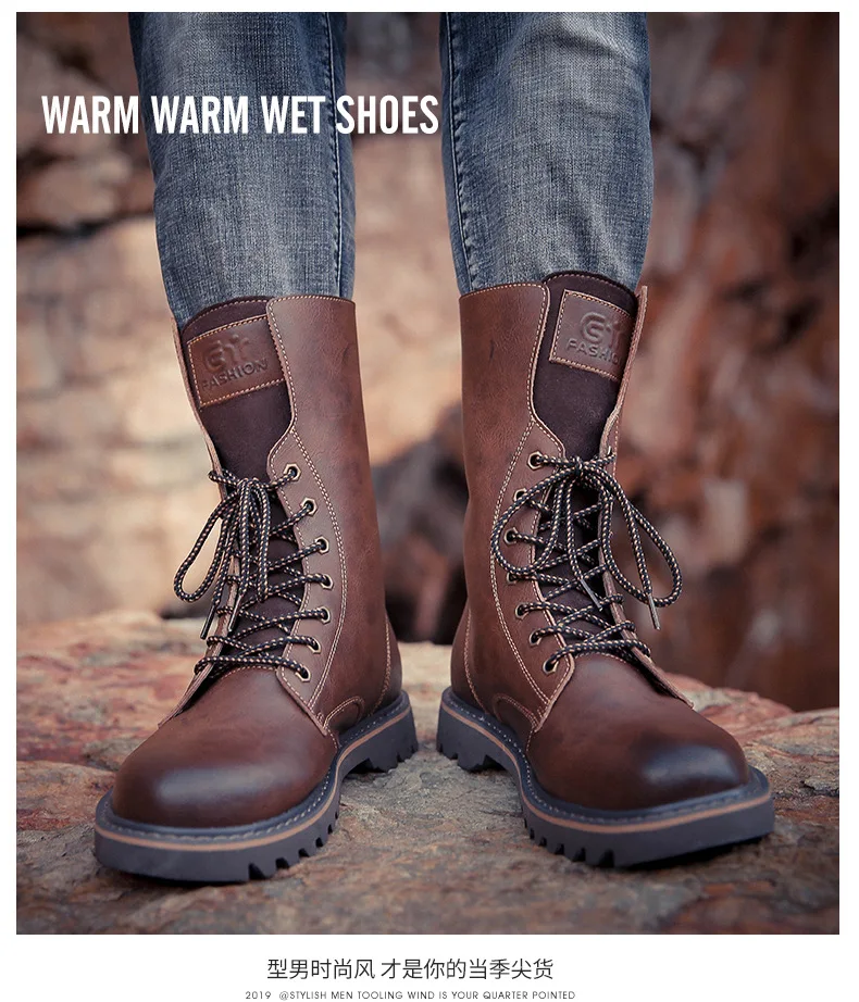 winter Retro genuine Leather Martin boots men shoes quality Hiking boots sports sneakers man lace up boots men footwear