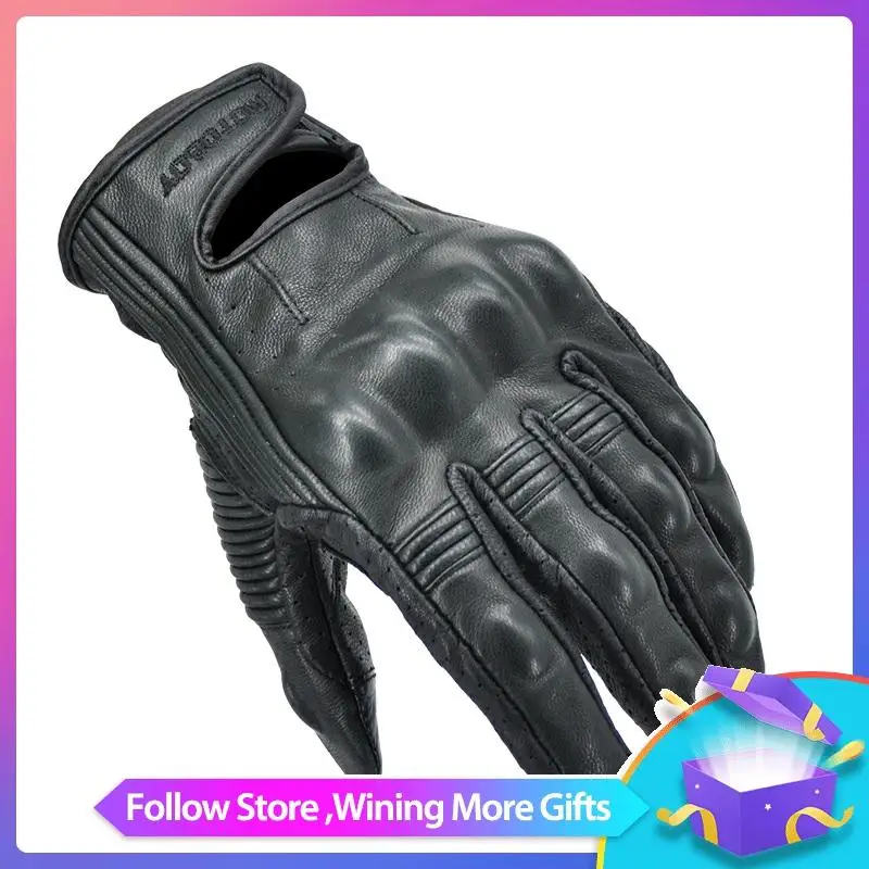 New Protective Gear Racing Motocross Touchscreen Waterproof Gloves Motorcycle ATV Downhill Cycling Riding Genuine Leather | Автомобили и
