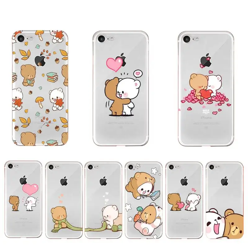 

Milk Mocha bea Phone Case For iphone 13 X XS MAX 6 6s 7 7plus 8 8Plus 5 5S SE 2020 XR 11 12pro max Clear Coque