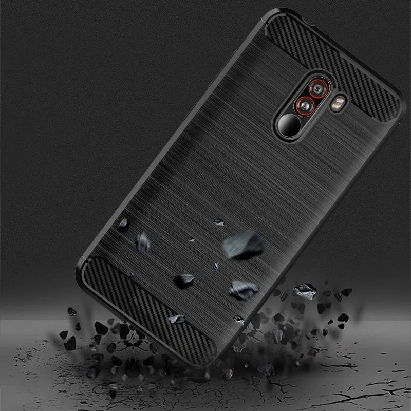 Чехол для Pocophone F1 чехол Xiaomi силиконовый бампер из ТПУ ударопрочный углеродного
