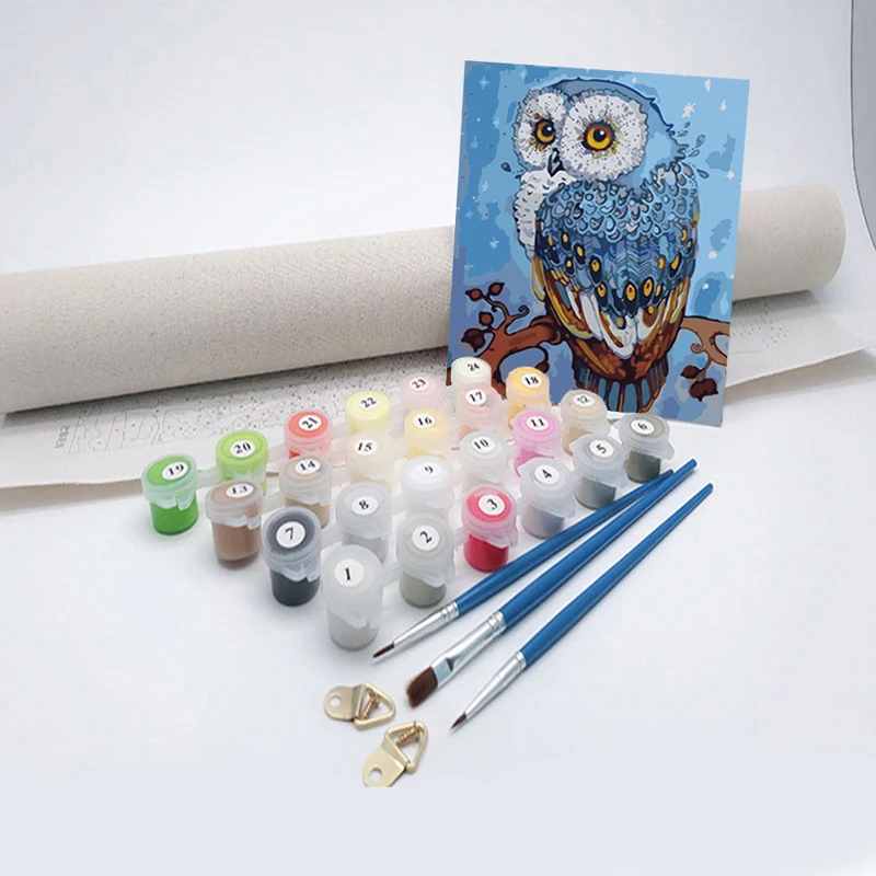 Frameless Colorful Owl Animals Abstract Painting Diy Digital By Numbers Modern Wall Art Picture Children Draw Traning | Игрушки и хобби