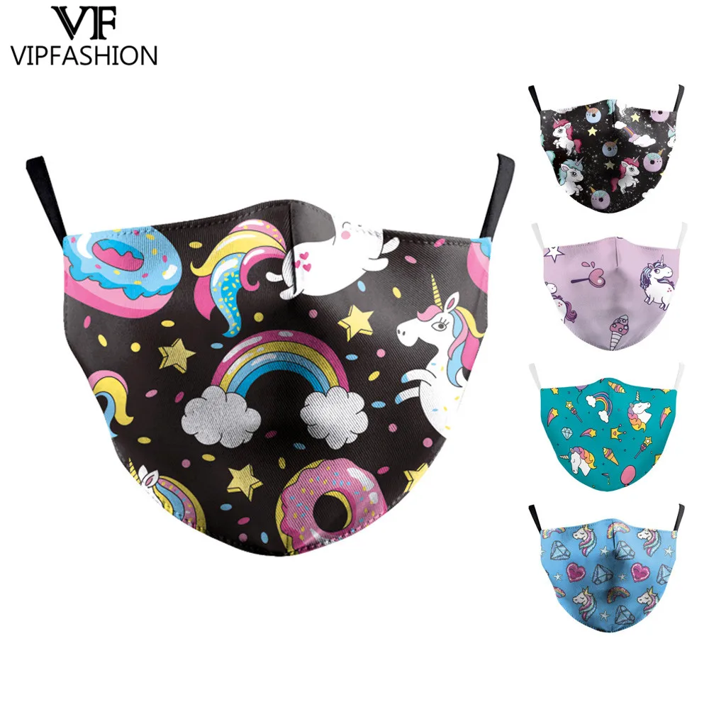 Маска VIP FASHAION для взрослых многоразовая моющаяся Тканевая маска с милым