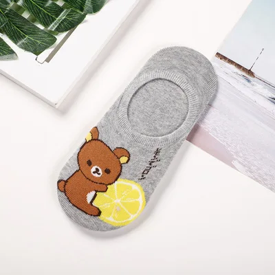 Носки с мультипликационным принтом Rilakkuma Kiiroitori, милые забавные носки, новинка, персонализированные женские хлопковые носки, calcetines mujer divertido - Цвет: 1-5