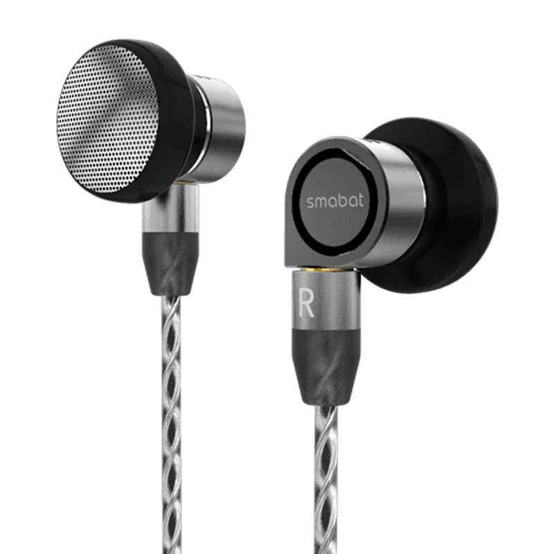 Gray no microphone Smabat M1 Pro вкладыши наушники HiFi металла с ЧПУ наушники 14,2 мм Динамический драйвер блок Sub флагманский 32 Ом Съемная замена кабеля MMCX с серебряным покрытием кабель запатентованная Лабиринт Дизайн BK ST-10 PK - Цвет: Gray no microphone