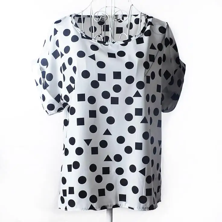 B058 Geometric white INDJXND Новое поступление Летняя Блузка женские Топы цветочный принт рубашки элегантные повседневные с коротким рукавом Boho пляжные свободные Blusas Femininas - Цвет: B058 Geometric white