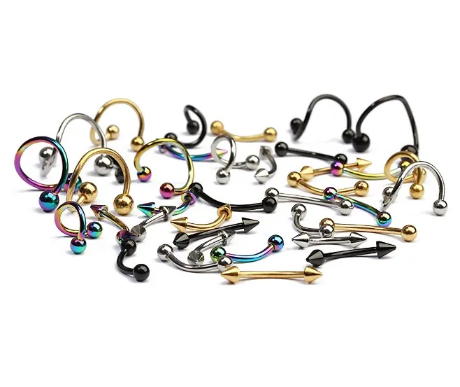 18 шт./компл. стержень из нержавеющей стали для бровей губ носа пирсинг серьги
