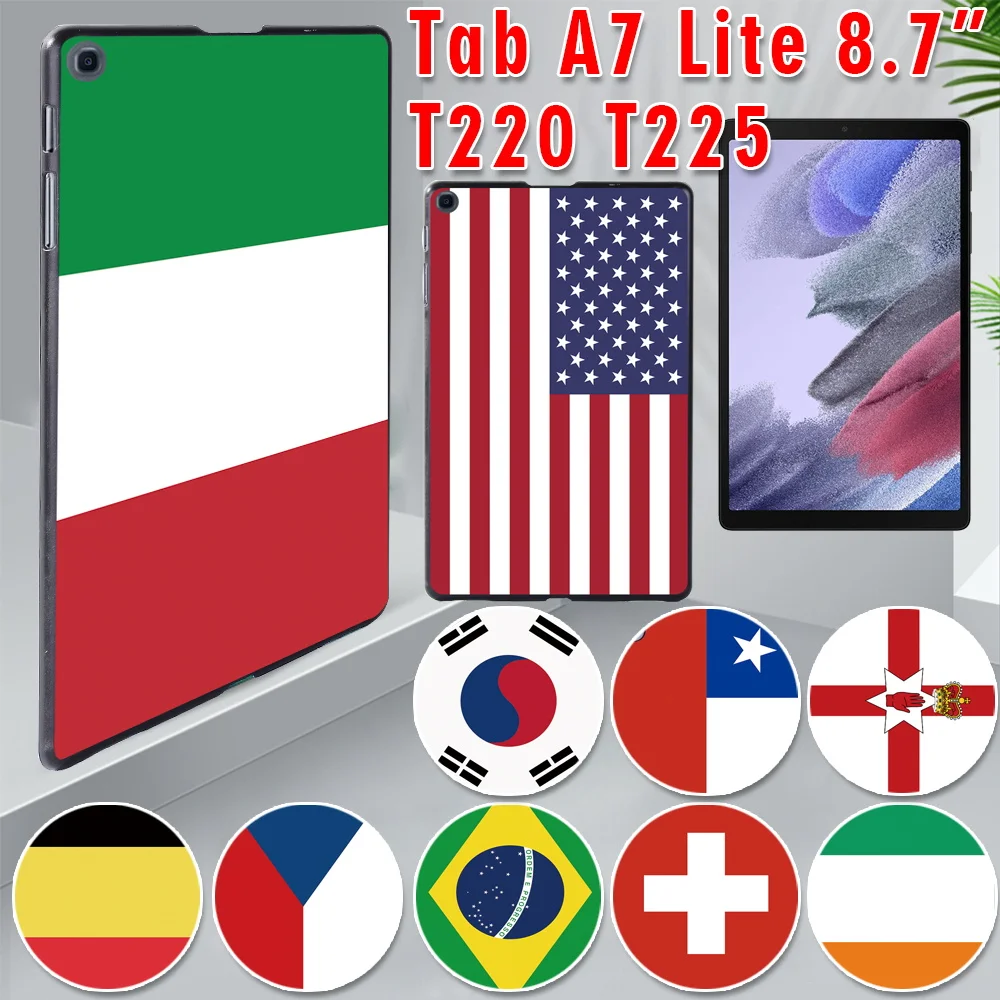 

For Samsung Galaxy Tab A7 Lite 8.7 SM-T220 T225 Case Tablet Cover for Tab A7 Lite 2021 National Flag Pattern Durable Back Shell