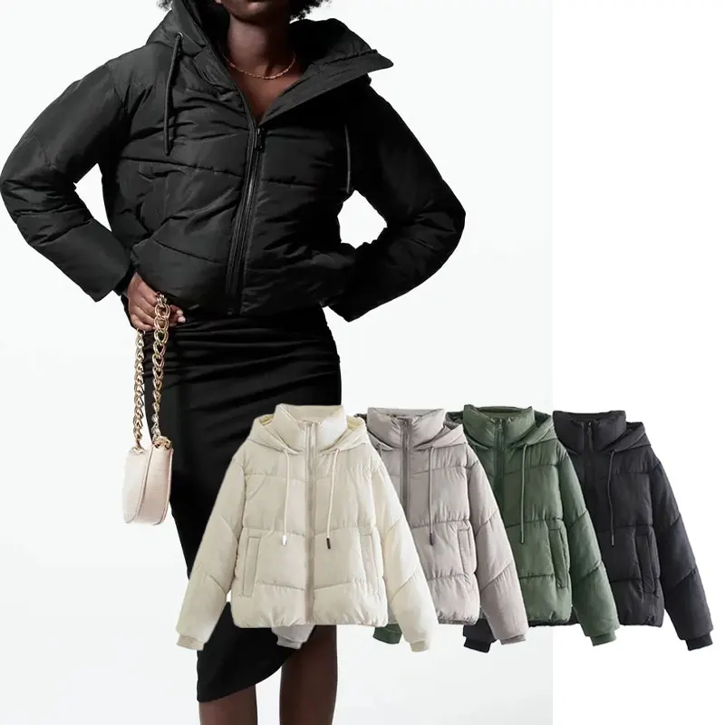 

Женская куртка с капюшоном Za, повседневная Толстая парка оверсайз с длинным рукавом, свободная парка в стиле Харадзюку, Осень-зима 2021