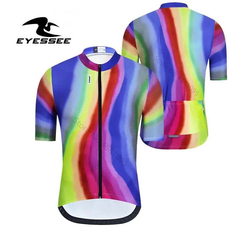 

EYESSEE New Top Quality Cycling Jersey Short Sleeve Man Downhill MTB Bicycle Clothing Breathable Bike Jersey Maillot Ciclismo
