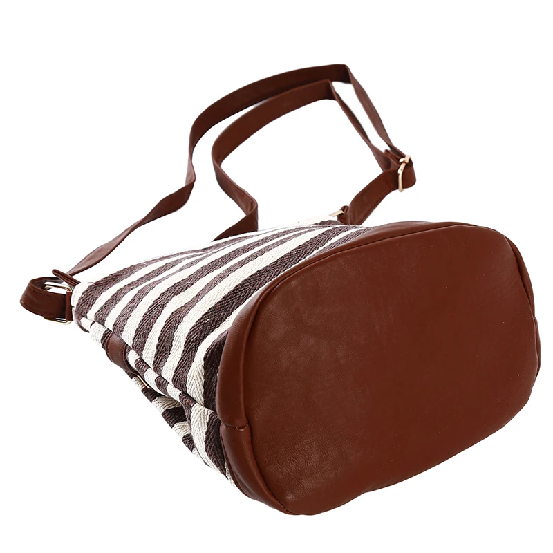 

Women Shoulder Handbags Stripe Canvas Shopping Tote Shoulder Carrying Bag Eco Reusable Bag Zippered Small Bag