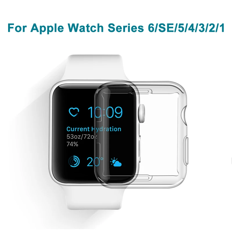 Прозрачный чехол для Apple Watch Series 6 SE 38 мм 44 360 полная Прозрачная мягкая защитная