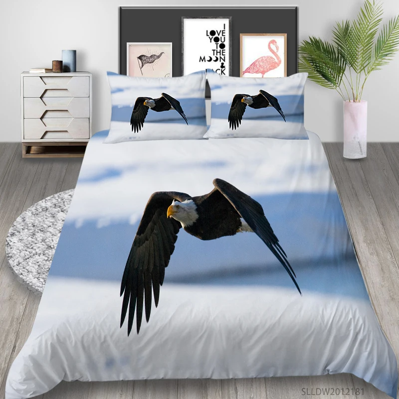

Milsleep 3D Animal Bedding Set Luxury Duvet Cover King Size Eagle Fox Printed 2/3 PCS Modern Home Bed Set Dropship