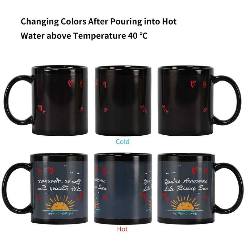 

Креативная керамическая кофейная кружка, Термочувствительная волшебная кружка, меняющая цвет, чашка для кофе, молока, 320 мл, чашка для чая, п...