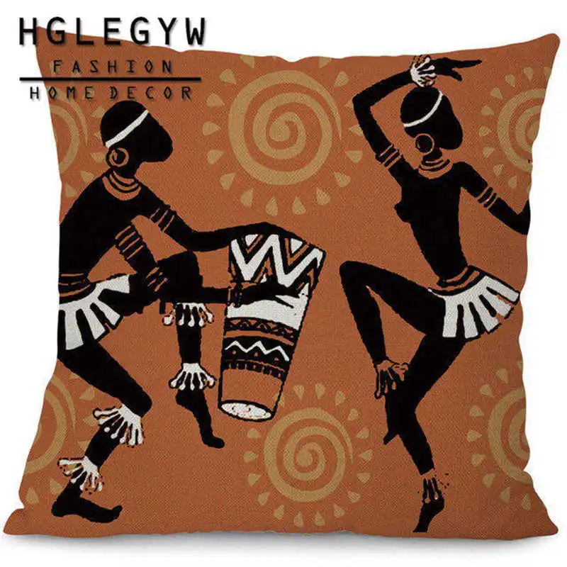 Наволочка для подушки в этническом африканском стиле танцующая женщина