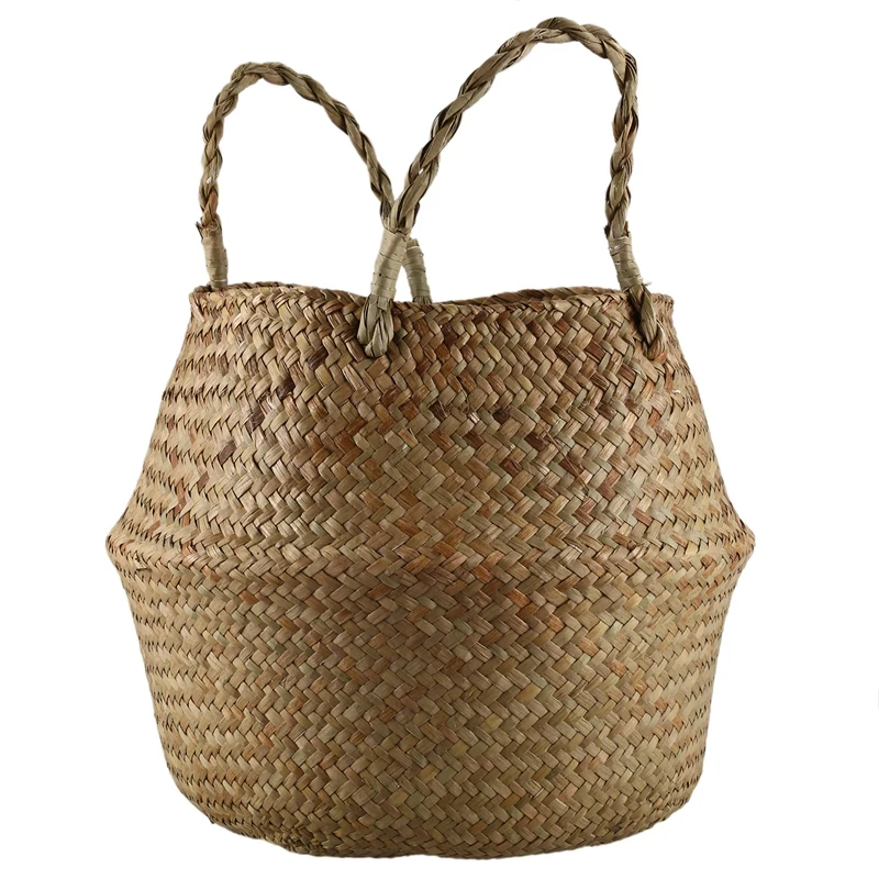 Seagrass плетеная корзина из ротанга Складная висячая Цветочная горшка плантатор