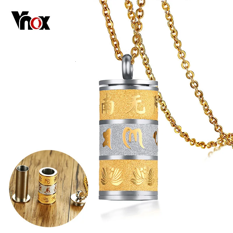 Vnox может открыть Молитвенное Колесо пепел кулон для мужчин ожерелье Матовая