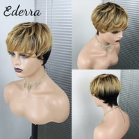 pre plucked pixie cut wig for black women pixie wig human hair short water wave no lace wig