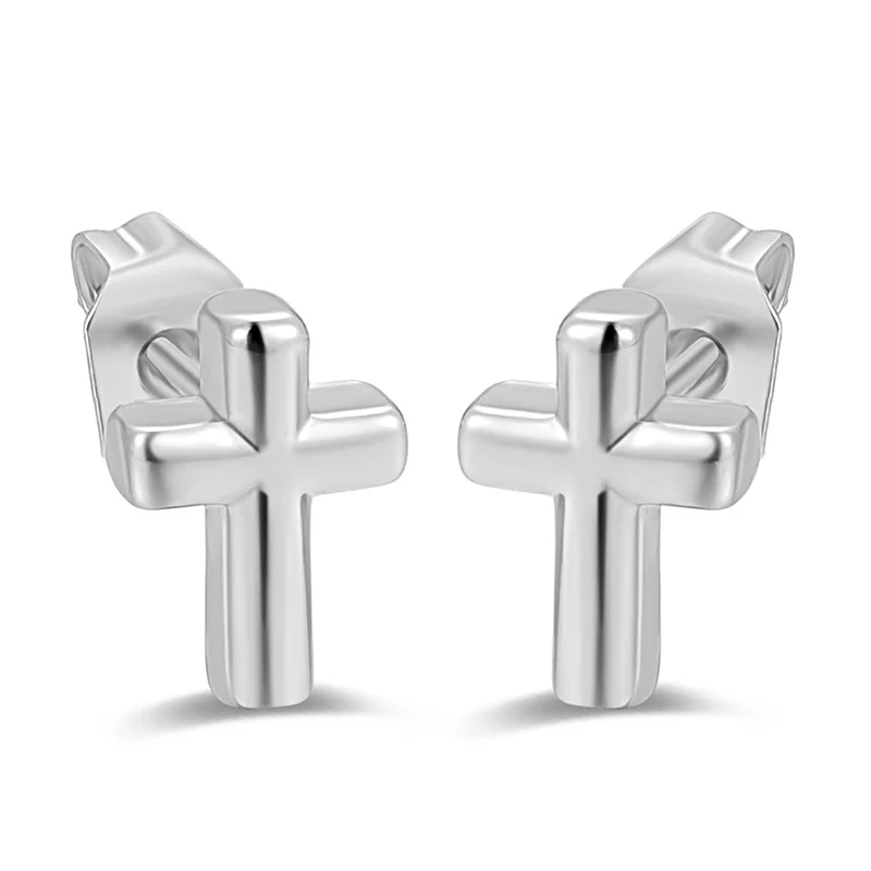 

Copper Religious Faith Earrings Mini Christian Cross Stud Earrings For Women Birthday Fashion Jewelry Gift Wholesale Free Ship