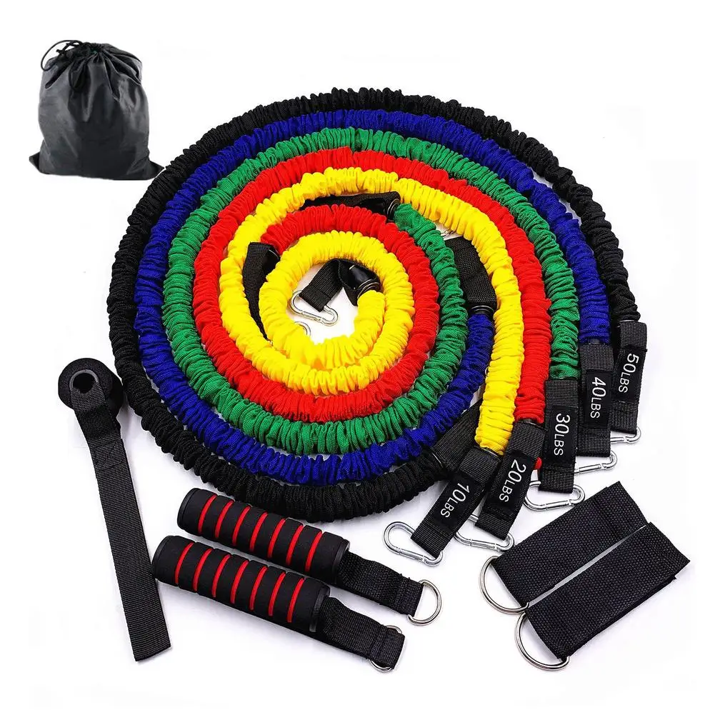 

150LB Resistance Bands Set Exercise Bands W/ Door Anchor Legs Ankle Straps For Resistance Training Physical Therapy Home Workout