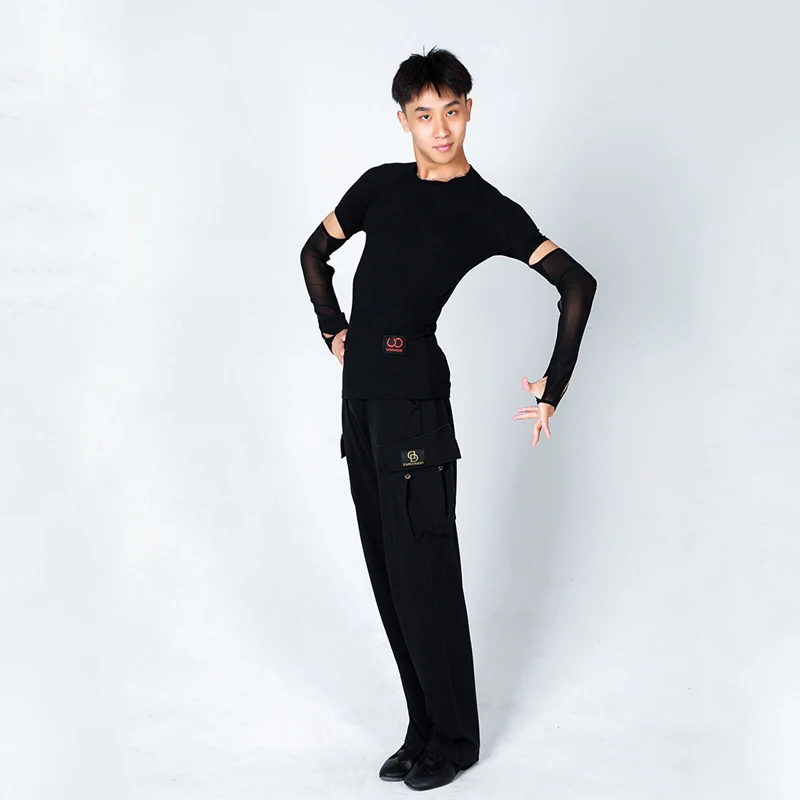 

Latin Dance Costumes National Standard Latin Men'S Practice Clothes Performance Competition Clothing Long Sleeve Shirts DQS3376
