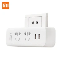 original xiaomi mijia power strip converter portable plug travel adapter for home office 5v 2 1a 2 sockets 2 usb fast charging