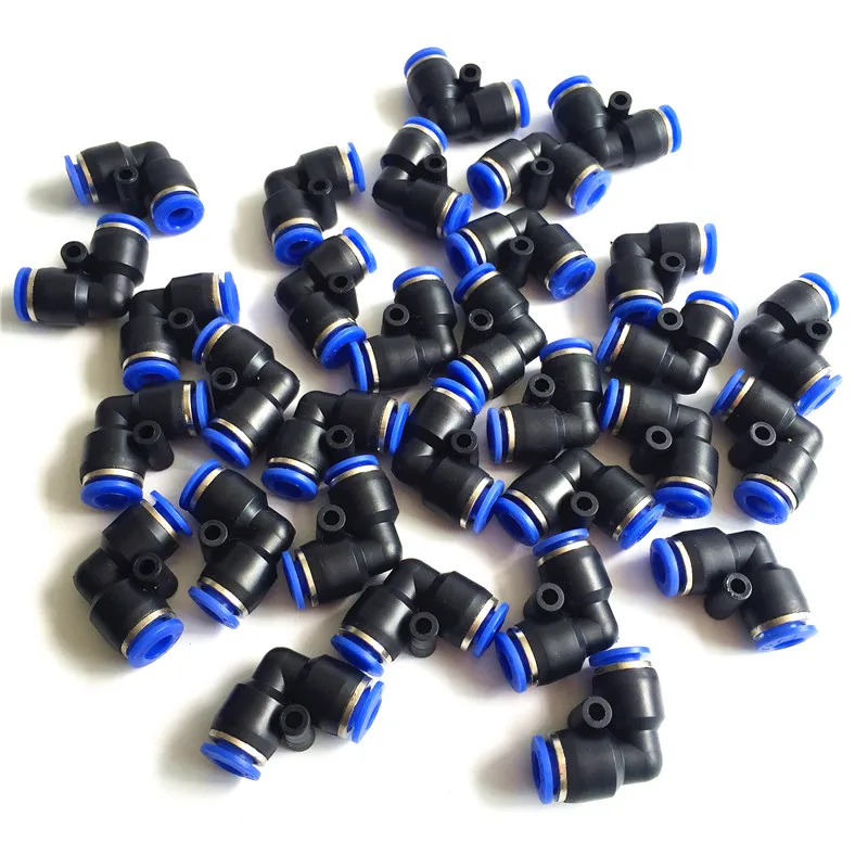 S017 100Pcs 6mm Slip lock Quick Elbow Connectors Plastic Joints 90 Degree Butt Pneumatic Pipe Fittings Low Pressure L Connertor | Дом и сад