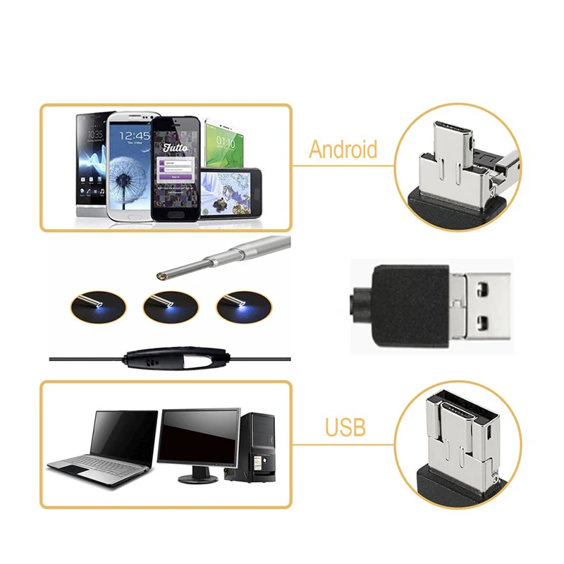 Медицинская эндоскопическая камера 3 9 мм Мини водонепроницаемый USB эндоскоп