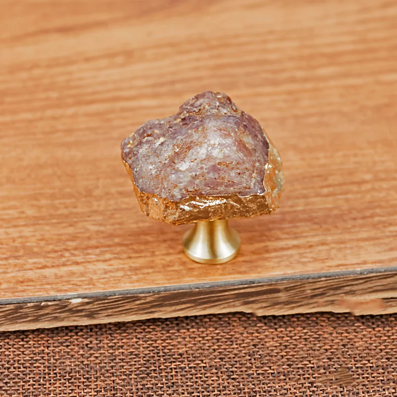 Natural Crystal Brass Knob Dresser Drawer Knobs Pulls Handles Cupboard Furniture Cabinet Handle Pull Hardware | Обустройство дома