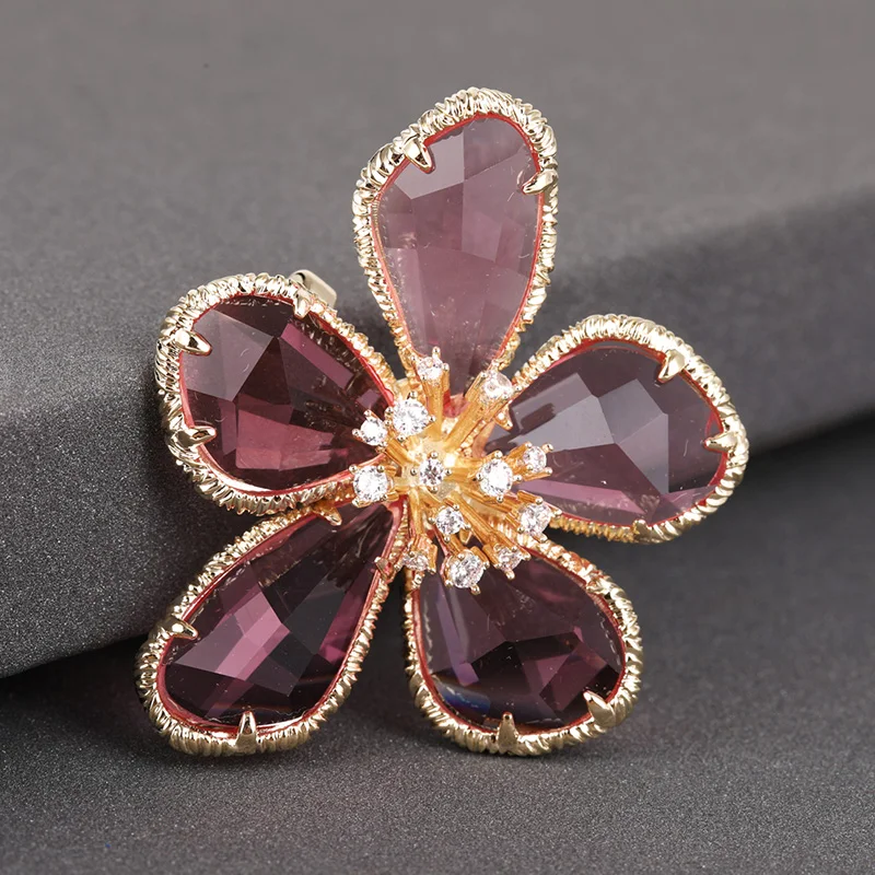 Funmor роскошный медный цветок брошь кубический циркон корсаж для женщин девочек