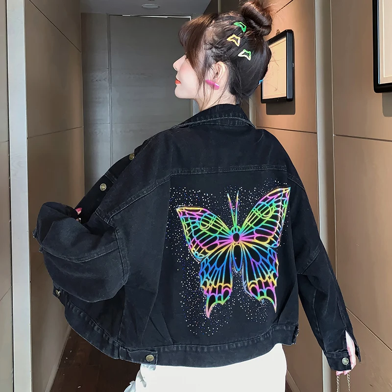 

Butterfly Denim Jacket Women's Korean loose short long sleeve 2020 NEW