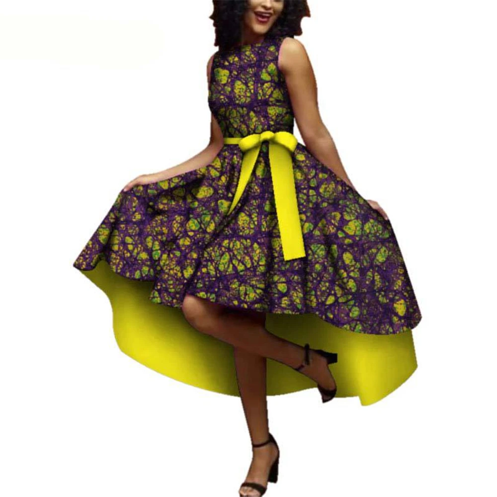 

Sexy African Ankara Dress Women Birthday Party Evening Outfit 100% Cotton Wedding Bridesmaid Dresses Noble Elegant 2021 Clothing