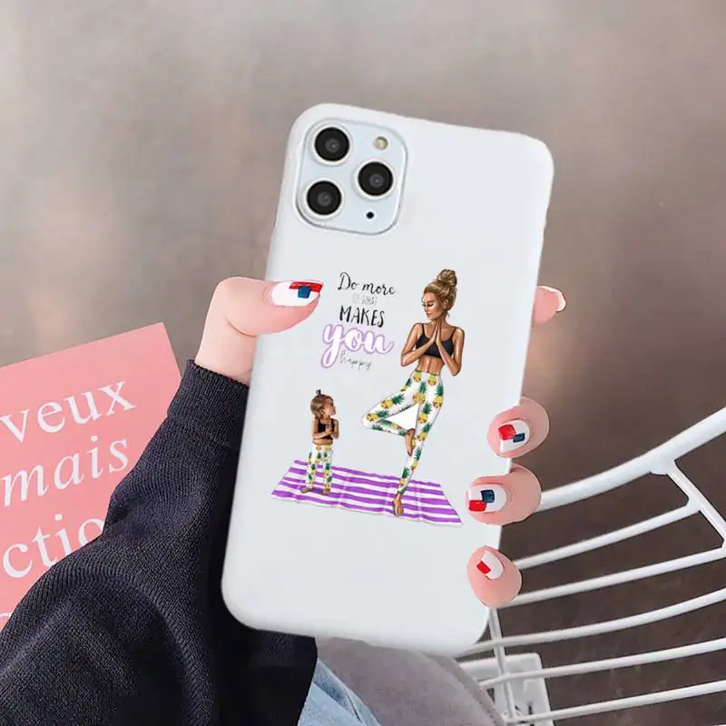 

Family love Mom and baby Phone Case Candy Color for iPhone 6 7 8 11 12 s mini pro X XS XR MAX Plus