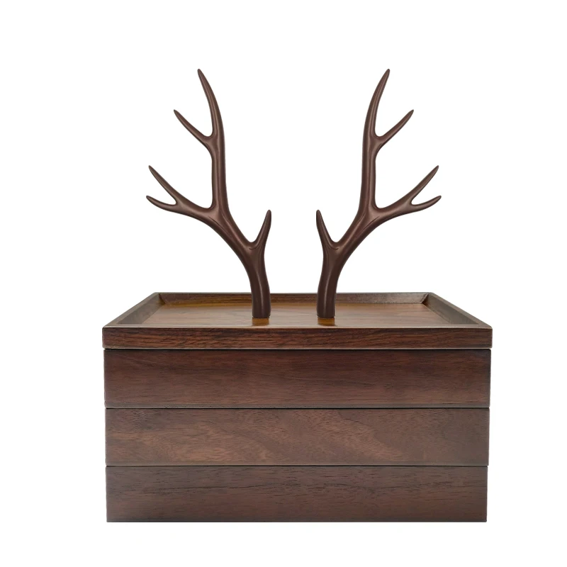 

Creative personality solid wood storage box fashion Retro Black Walnut jewelry box