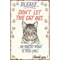 vintage metal tin sign please dont let the cat out garden home kitchen bar living room wall decor plaque signs