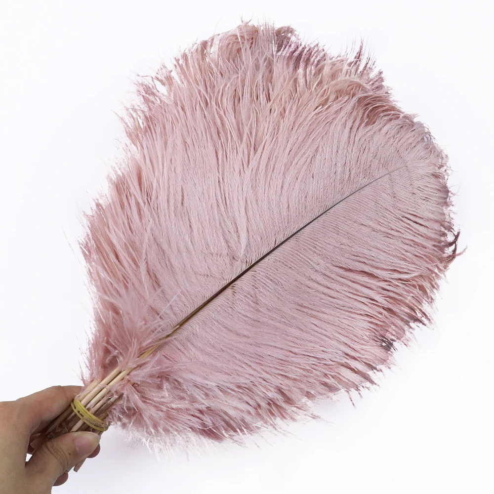 10Pcs 30-35Cm Leather Pink Fluffy Ostrich Feathers For Crafts Plumes Wedding Centerpieces Decorative Feathers In Vase On Tape