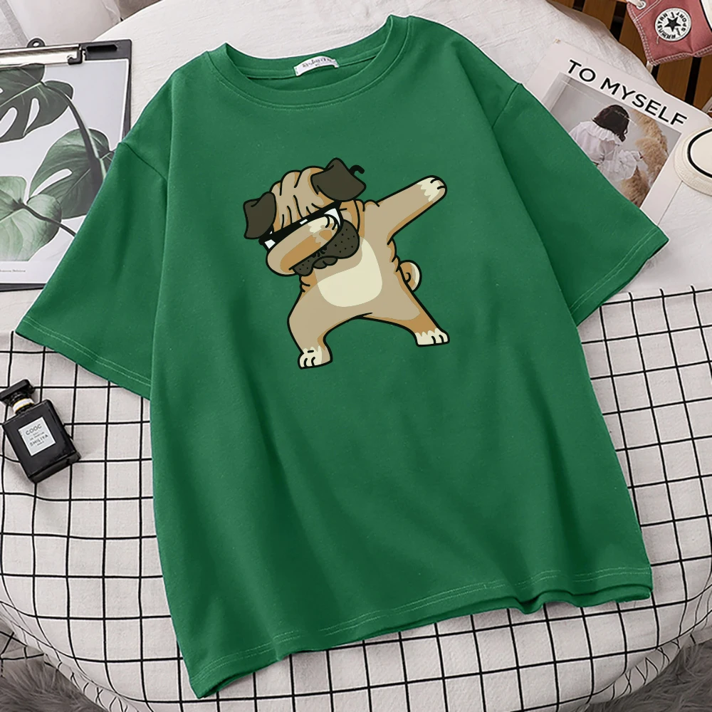 Новый 2021 Летняя мода вытирая футболка с Мопсом мужской в стиле хип хоп топы