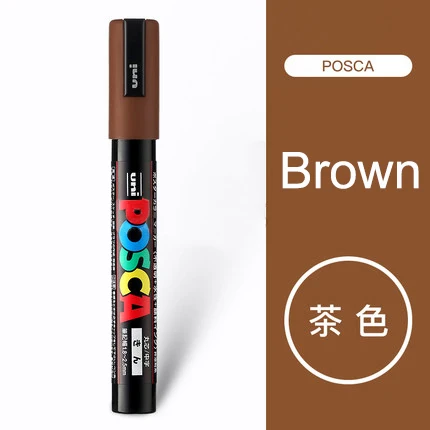 Brown 1Pcs Uni Posca PC-5M маркеры для рисования Средний наконечник 1,8 мм-2,5 мм 17 цветов для школы, офиса, художественные маркеры японские товары для рукоделия 1 шт - Цвет: Brown 1Pcs