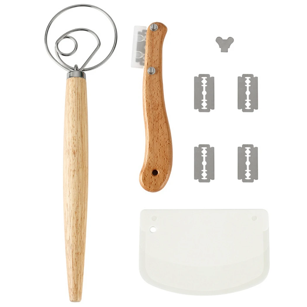 

Practical Affordable Pastry Scraper Set Professional DIY Hand-Held Bread Mixer Set Dough Whisk Set Bakeware Baking Tool