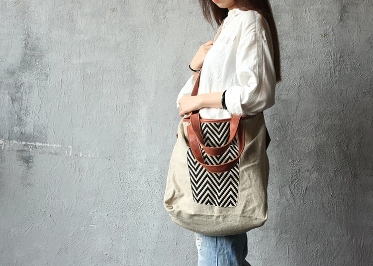 Vendange женская сумка Ретро Повседневная простая льняная Очаровательная кожаная