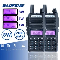 2pcs baofeng uv 82 long range 8w walkie talkie dual ptt portable uv 82 two way radio fm radio ham hf transceiver uv82 cb radio
