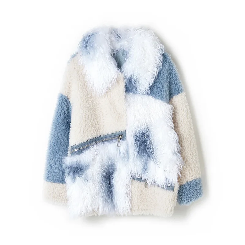 Пальто из натурального меха Женская шерстяная куртка осенне зимнее пальто