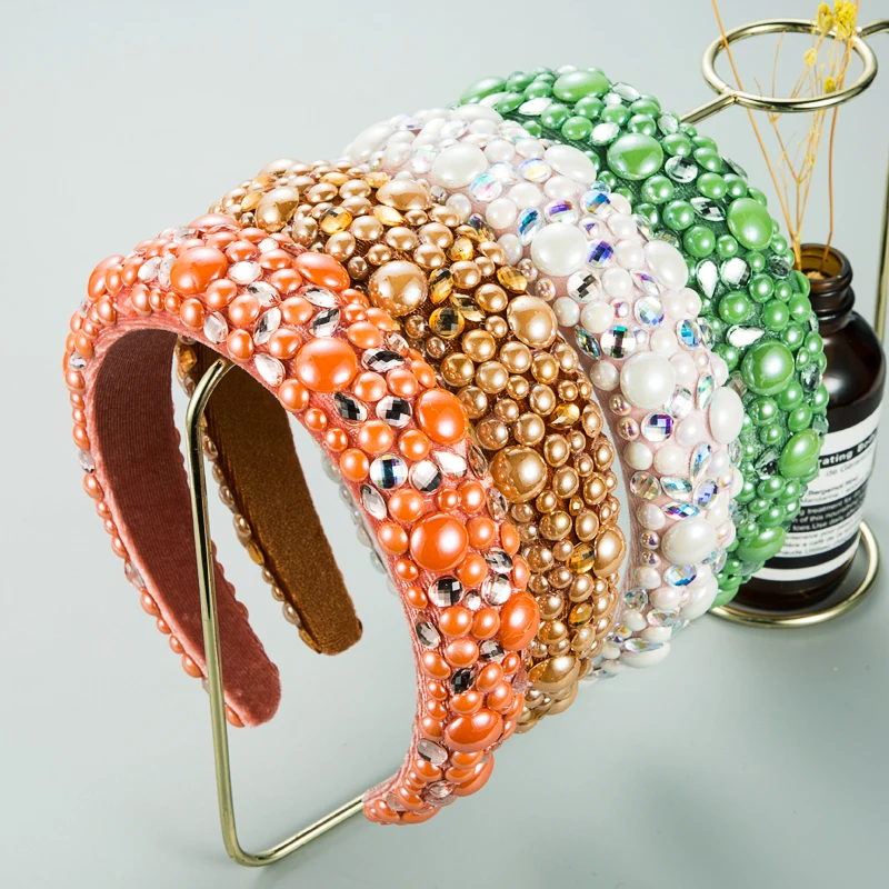 

New Multi Color Bright Color Solid Color Flannel Rhinestone Headband Baroque Trend Casual Ladies Headband Hair Accessories