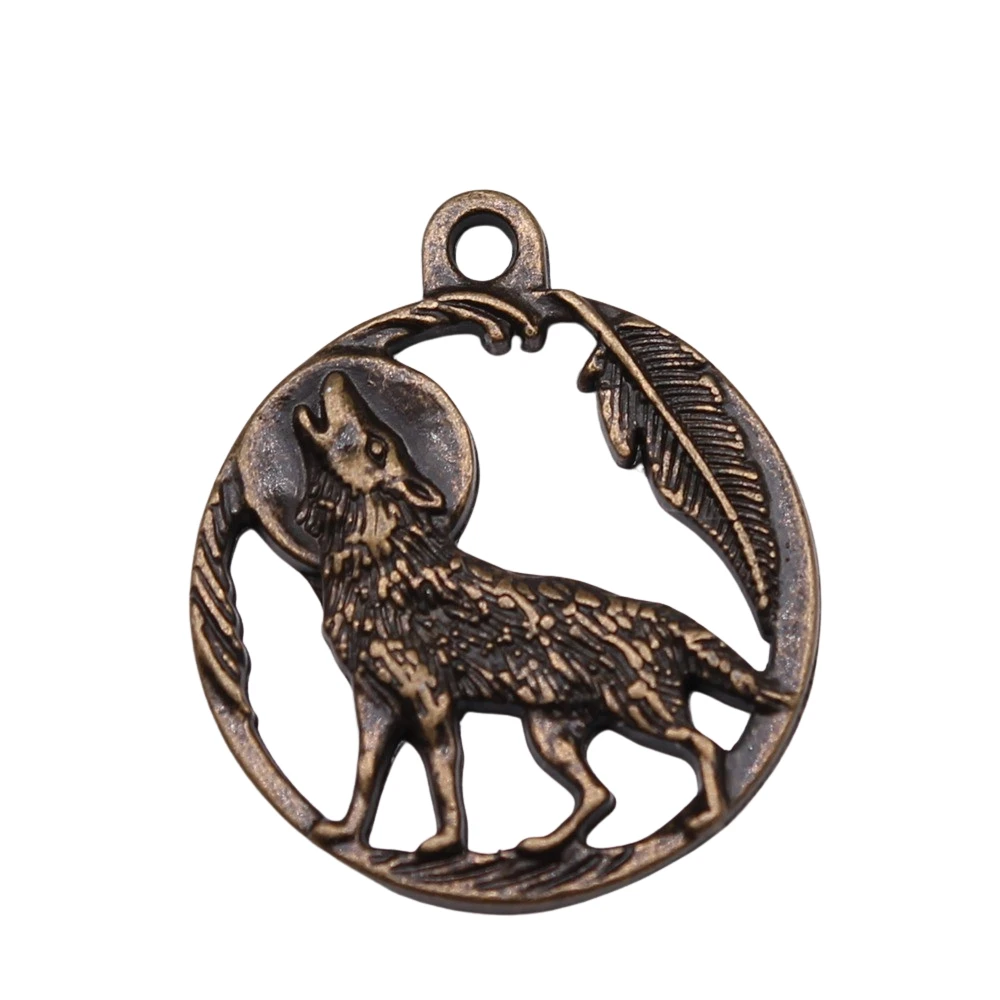 

10pcs moon wolf charms charms for jewelry making antique bronze color 22x22mm