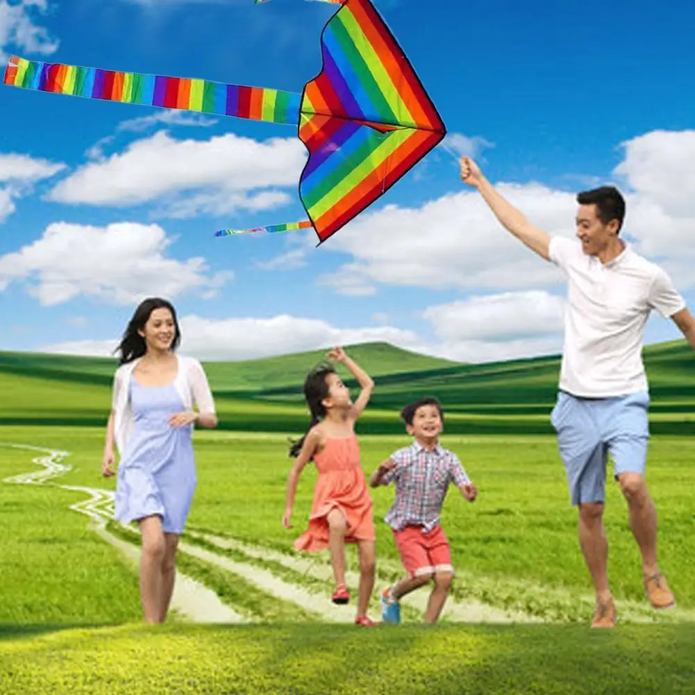 

Fidget Toys Colorful Rainbow Kite Long Tail Nylon Outdoor Kites Toys Surf Flying For Children Kids Stunt Kite