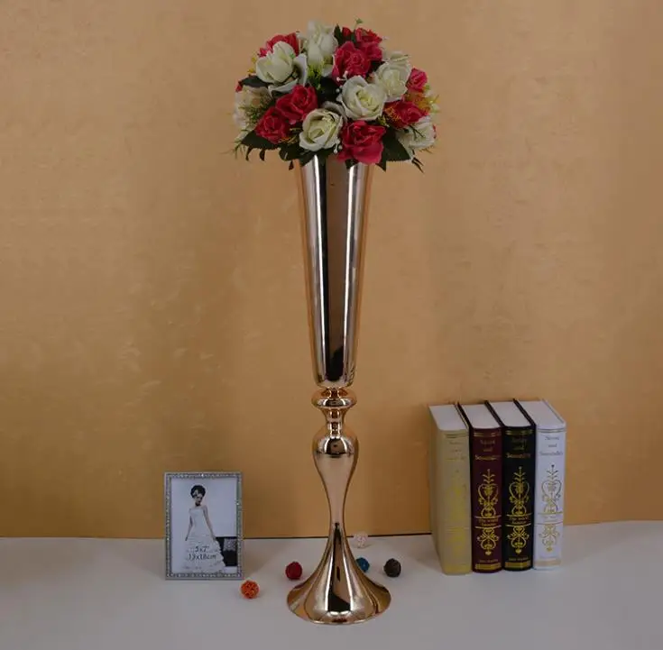 

90cm/35" Flowers Vase Wedding Table Centerpiece Event Road Lead Gold Metal Vases Flower Holders Party Decoration 10 PCS SN1135