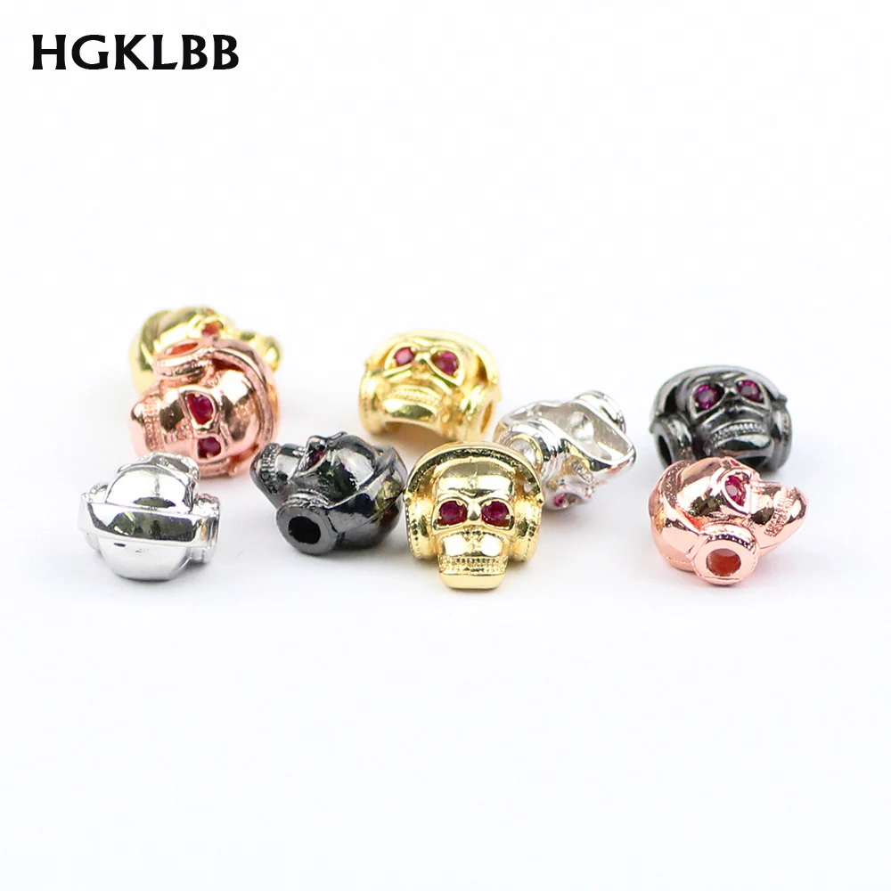 HGKLBB 4 шт. циркониевые медный череп бусины подвески спейсеры металлические