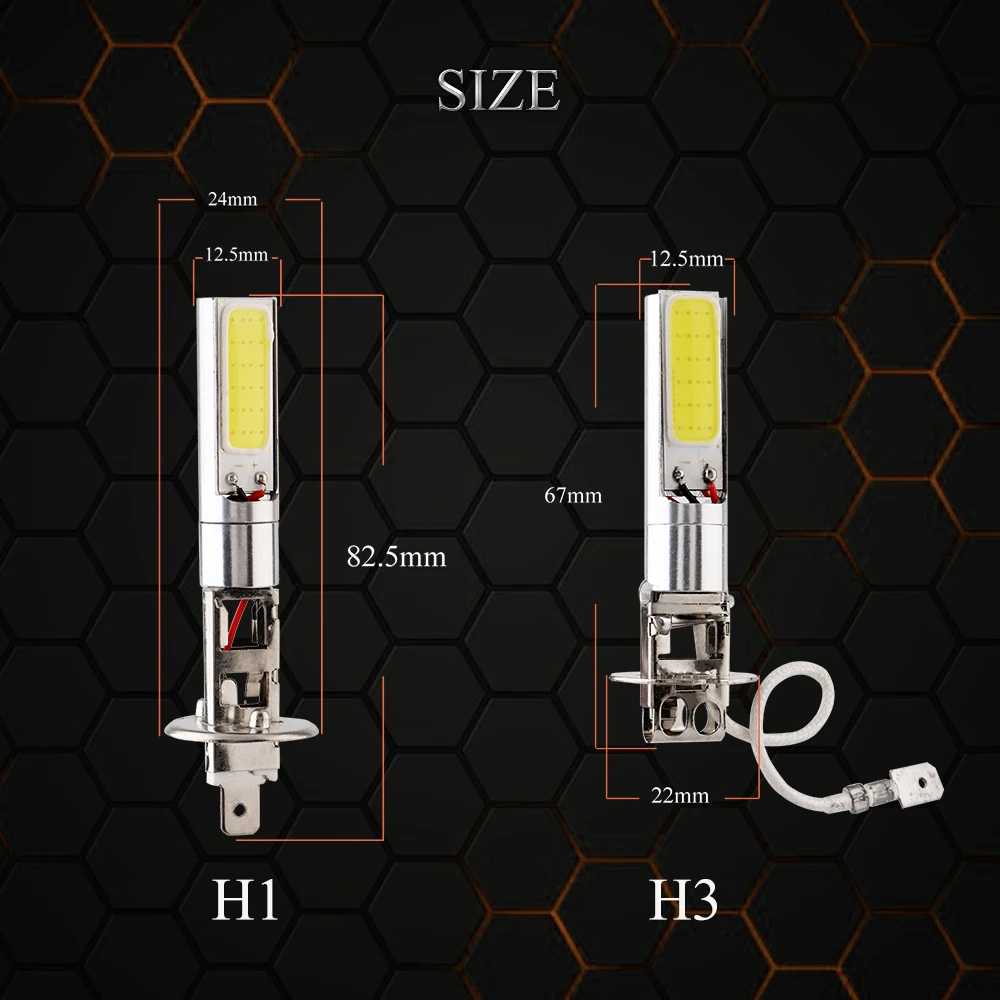 10 шт. светодиодные лампы H1 H3 COB 24 SMD 12 В|cob 24|h3 led bulb24 smd |
