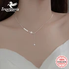 Trustdavis Настоящее Стерлинговое Серебро 925 пробы, модное ожерелье с жемчугом и звездой из фианита для женщин, ювелирные изделия для свадебной вечеринки DA2502
