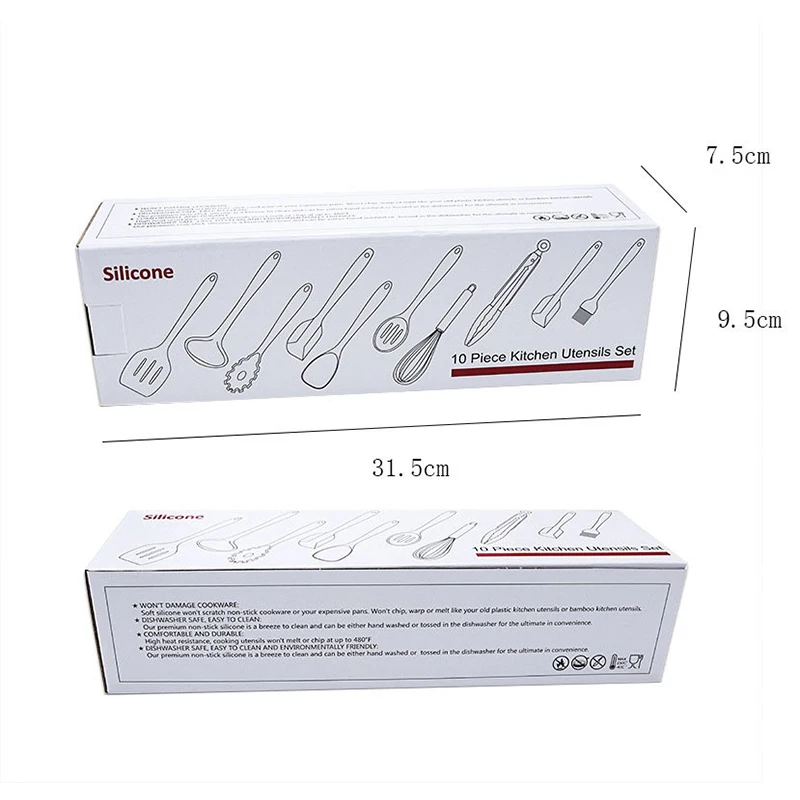 

Set of 10 1 Set of Colorful Silicone Non-stick Cookware Set Whisk Soup Spoon Strainer Kitchen Accessories Cooking