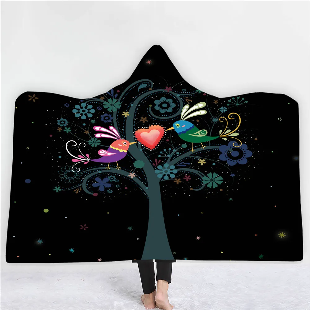 

Флисовое одеяло с капюшоном и цветочным принтом, для детей и взрослых